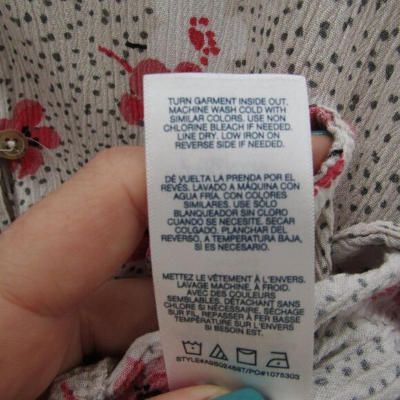 Angels Womens 3/4 Sleeve Button Front Floral Peplum Blouse Top XL Casual Rayon - Picture 11 of 14